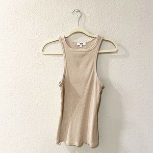 Agolde Cream Fitted Ribbed Tank Top